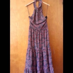 New Area Stars Halter Paisley Ted Blue Tiered Spell Gypsy Cutout Maxi Dress